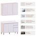 Kit Armário Aéreo e Balcão de Cozinha 120 cm 3 Portas Atenas Cinza Cristal