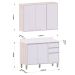 Kit Armário Aéreo e Balcão de Cozinha 120 cm 3 Portas Atenas Cinza Cristal