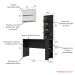 Kit Bancada Mesa Gourmet Cozinha Preta c/ Painel e Armário Basculante Legno Crema e Linho - Luciane M01