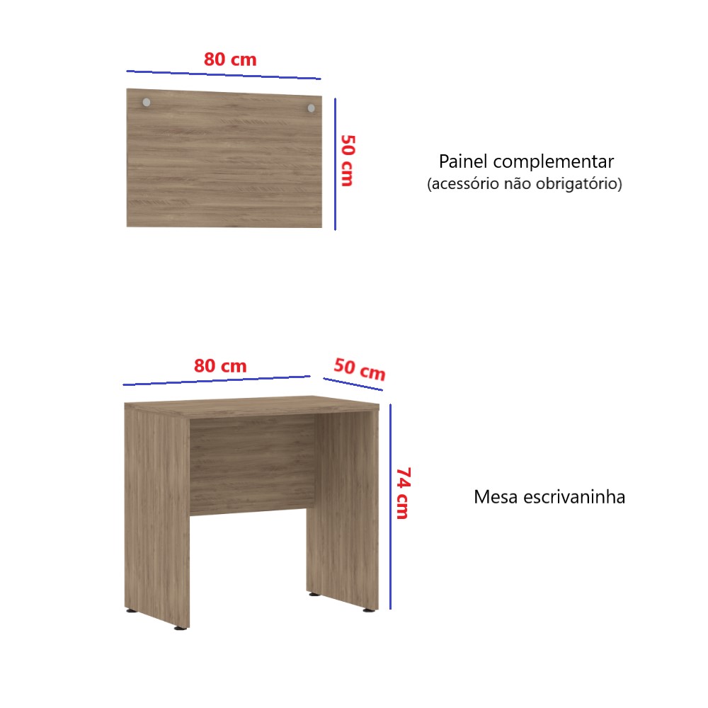 Mesa Escrivaninha 80x50 c/ Painel - Módulo Dormitório Master - Guarda Roupas Modulado