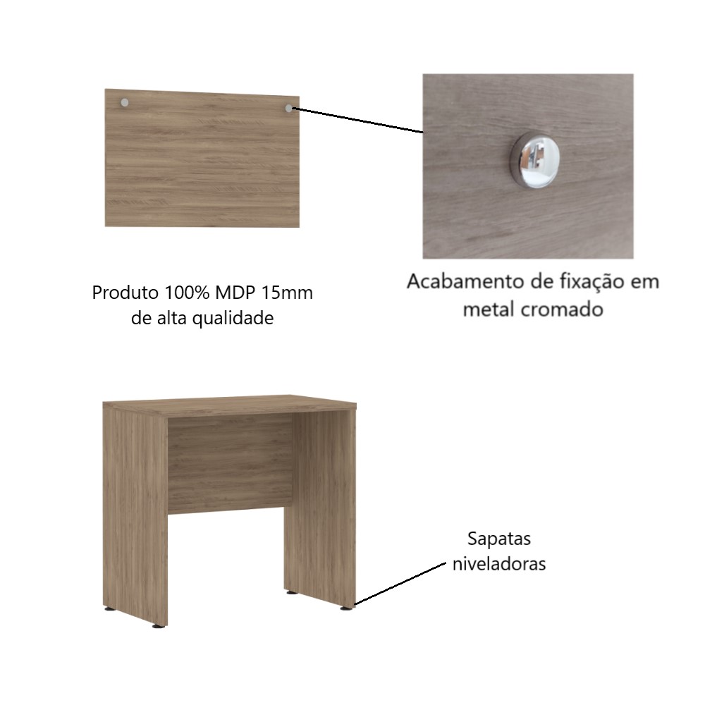 Mesa Escrivaninha 80x50 c/ Painel - Módulo Dormitório Master - Guarda Roupas Modulado