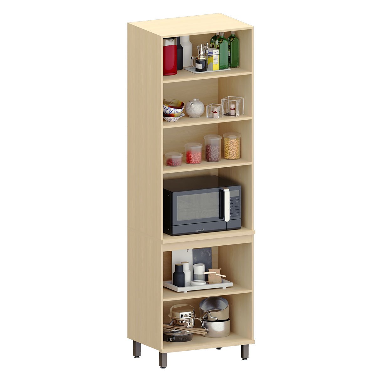 Paneleiro 4 Portas com Nicho para Micro-ondas Aurora Pet Cinza Cristal/Cinza Cristal