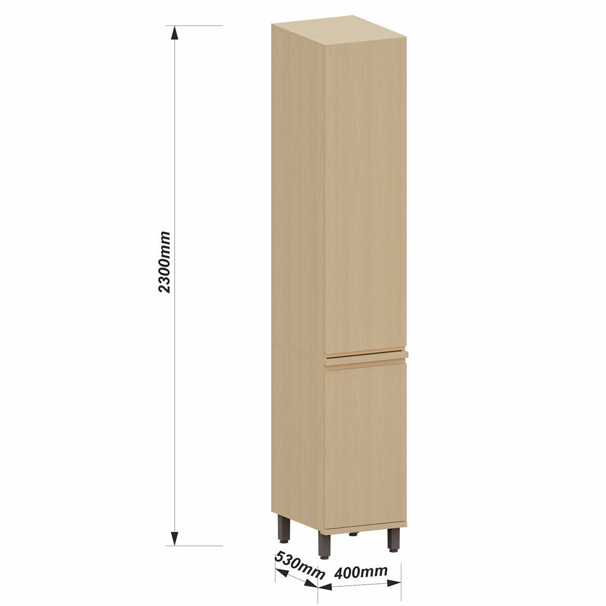 Paneleiro Alto 40 cm 2 Portas 4 Prateleiras Aurora Carvalho