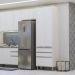 Paneleiro Alto para Cozinha 2 Portas 3 Gavetas Atenas Cinza Cristal