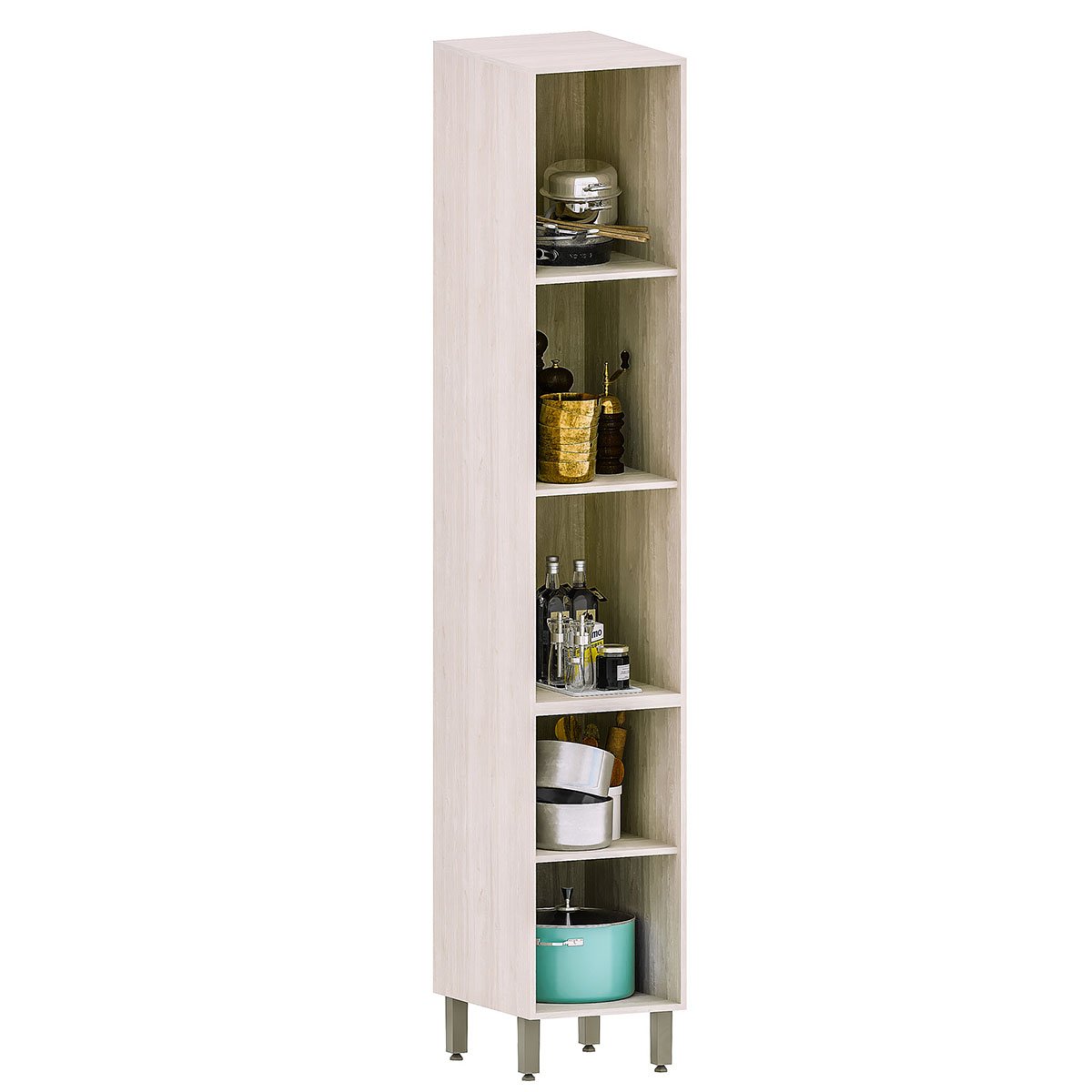 Paneleiro Alto para Cozinha 40 cm 2 Portas Atenas Cinza Cristal