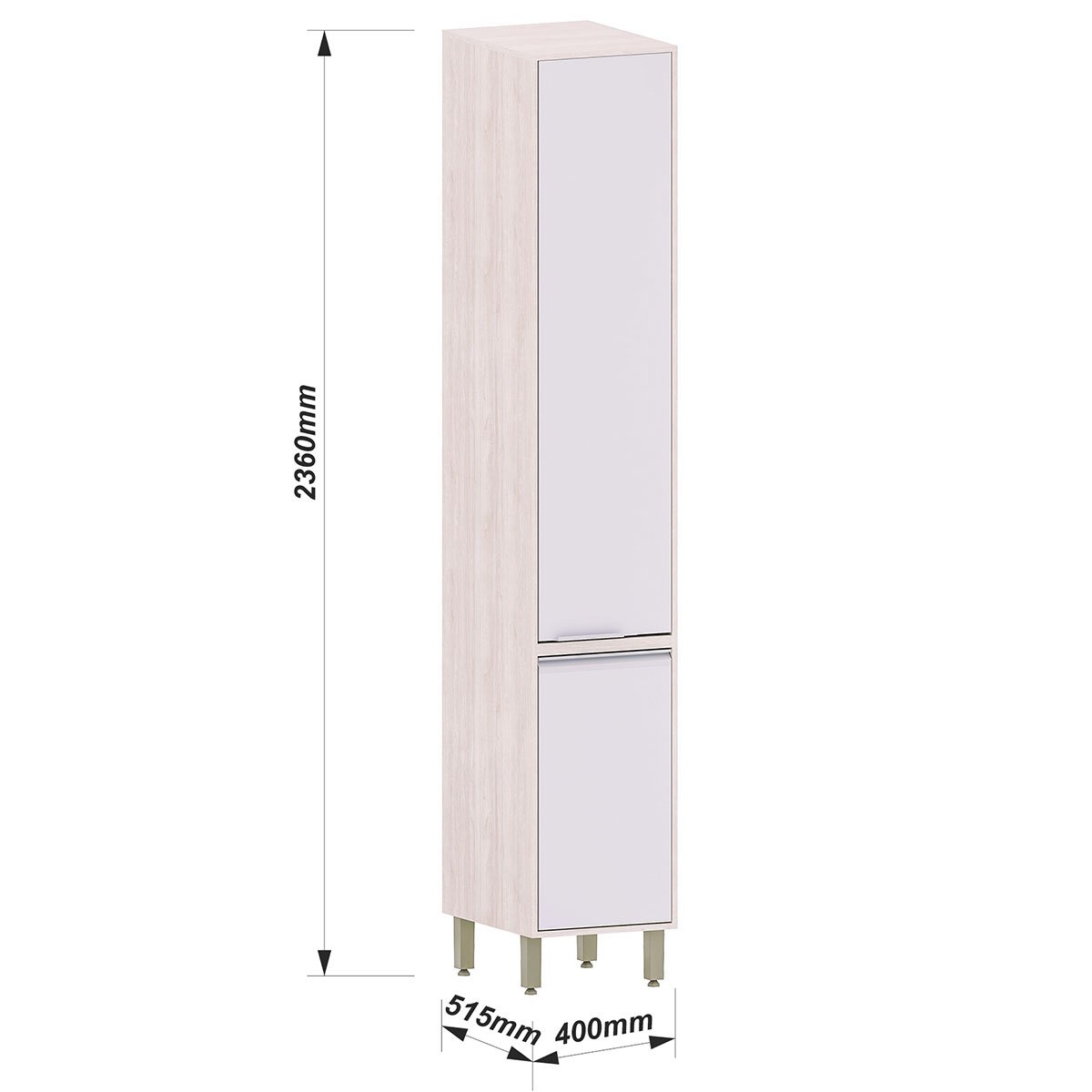 Paneleiro Alto para Cozinha 40 cm 2 Portas Atenas Cinza Cristal