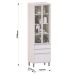 Paneleiro Alto para Cozinha com Portas de Vidro Atenas Cinza Cristal/Vidro Canelado