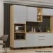 Paneleiro Torre Quente 2 Portas 1 Gaveta Aurora Pet Cinza Cristal/Cinza Cristal