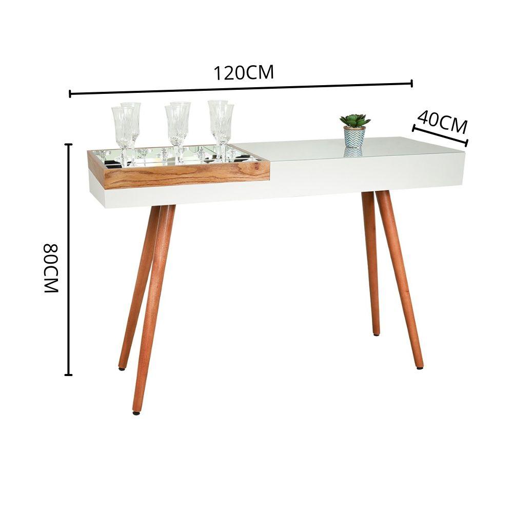 Aparador Decorativo Mila com Bandeja Sobreposta Pés Palito Off White 1,20 M