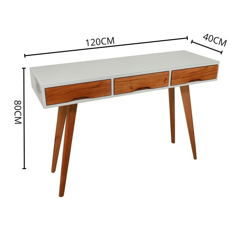 Aparador Decorativo com 3 Gavetas Pés Palito Off White 1,20 M