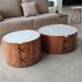 Conjunto 2 Mesas de Centro Isis Redonda Off White 80 e 60 cm