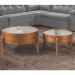 Conjunto Mesa de Centro Anna com Tampo Off White e Pés em Madeira