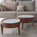 Conjunto Mesa de Centro Anna com Tampo Off White e Pés em Madeira