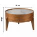 Conjunto Mesa de Centro Anna com Tampo Off White e Pés em Madeira