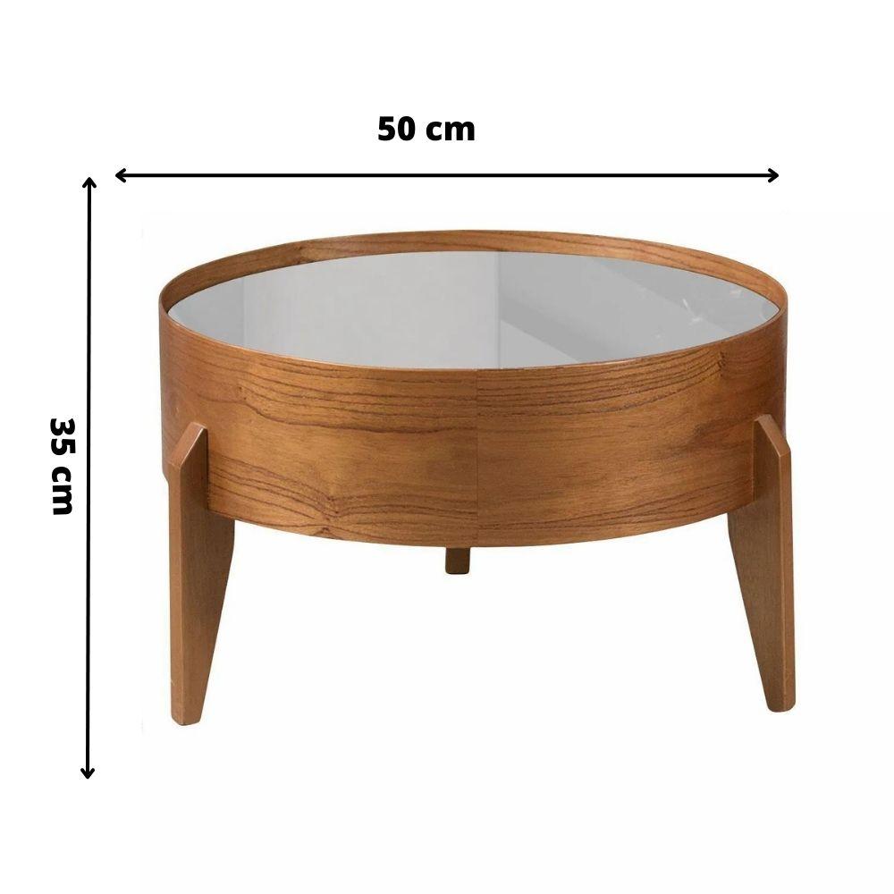 Conjunto Mesa de Centro Anna com Tampo Off White e Pés em Madeira