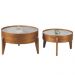 Conjunto Mesa de Centro Anna com Tampo Off White e Pés em Madeira