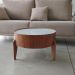 Mesa de Centro Anna com Tampo Off White 50 cm e Pés em Madeira