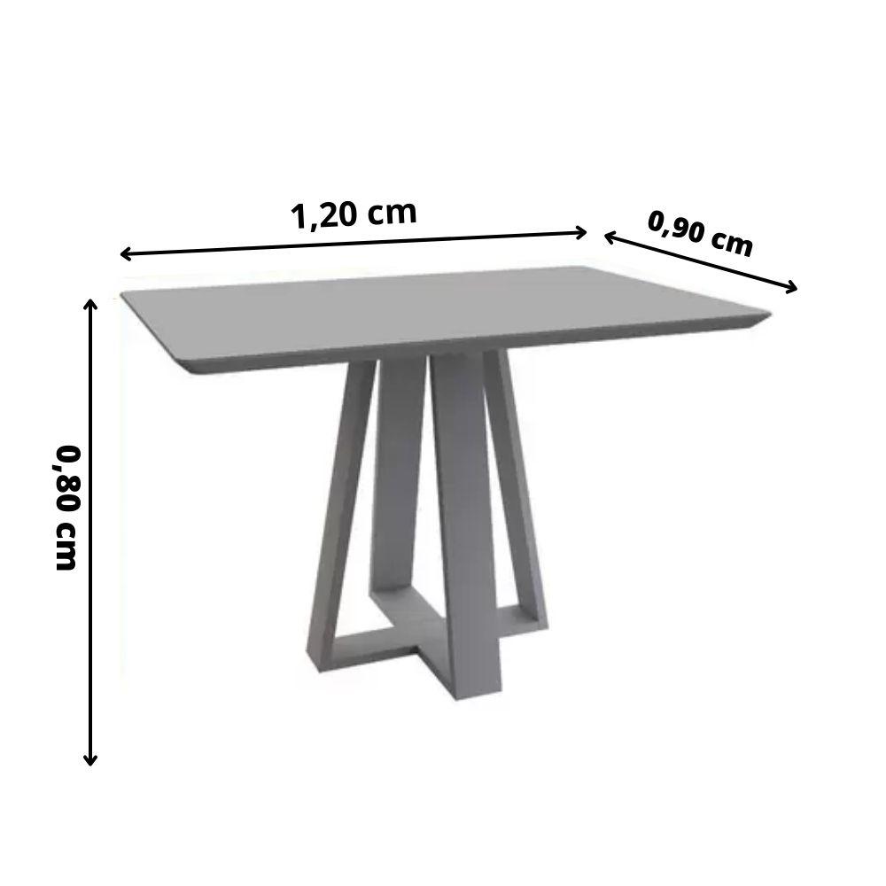 Mesa de Jantar Luna Tampo Retangular Off White 1,20 M com Base em Madeira