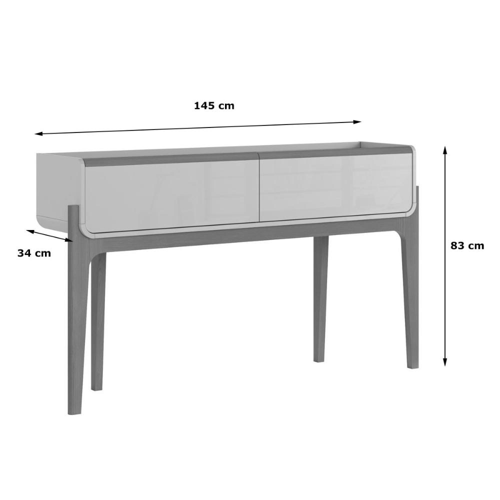 Aparador Cleo Suporte Para Decoração C/ 2 Gavetas Porta Itens Off White/ Freijó