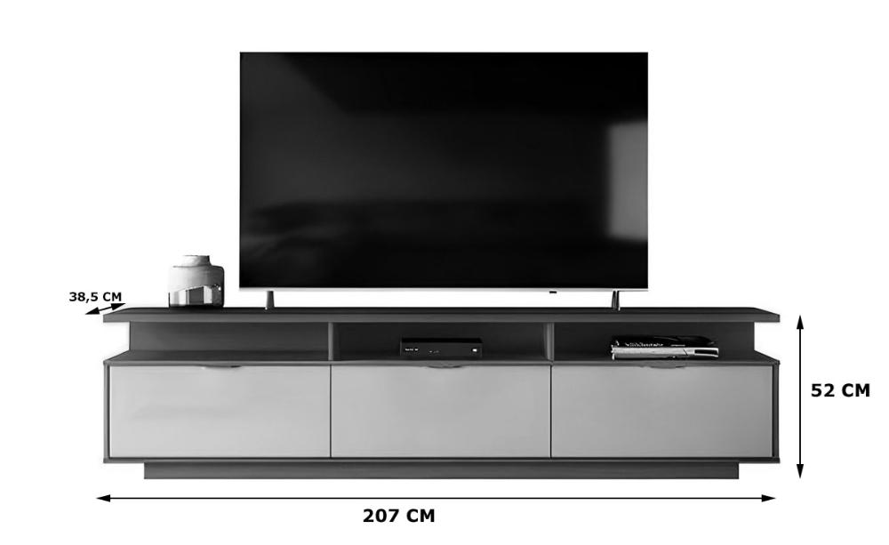 Bancada Casablanca Com 3 Portas Suporte Para Tvs Até 75" - Jequitiba/Off White Perolizado