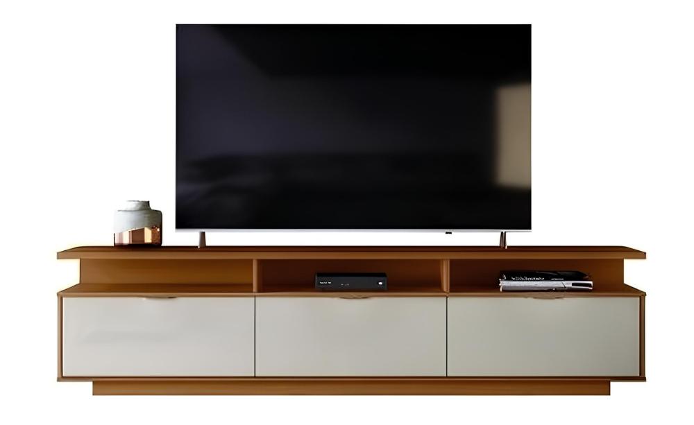 Bancada Marrocos Com 3 Portas Suporte Para Tvs Até 75" - Jequitiba/Off White Perolizado