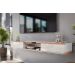 Bancada Suspensa Atlas 2.2 Suporte P/ Decoração E Eletrônicos Off White Perolizado/Jequitiba 2 Gavetas