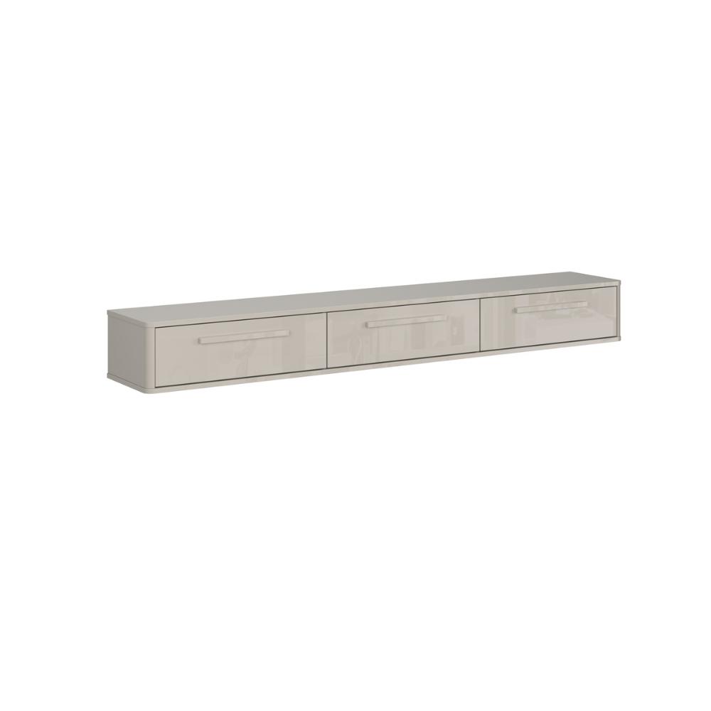 Bancada Suspensa Bali 1.9 Suporte P/ Decoração E Eletrônicos Com Gaveteiro - Off White Perolizado