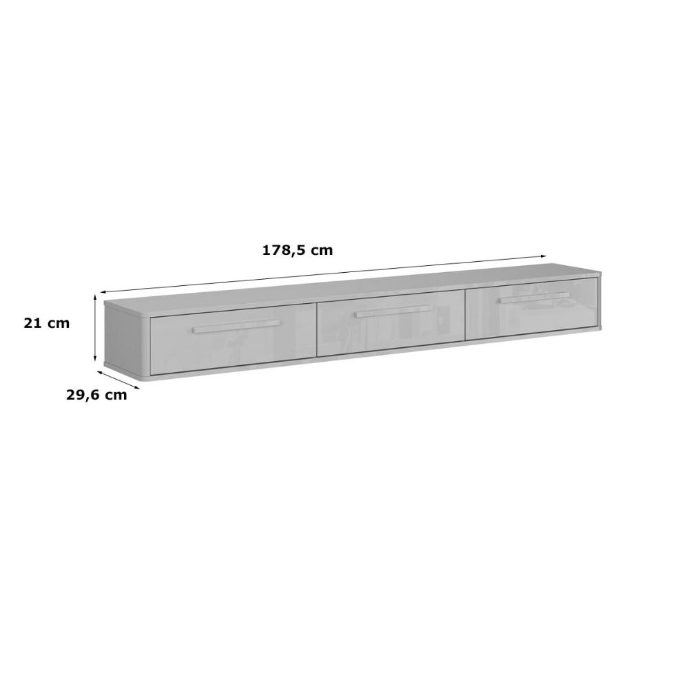 Bancada Suspensa Bali 1.9 Suporte P/ Decoração E Eletrônicos Com Gaveteiro - Off White Perolizado