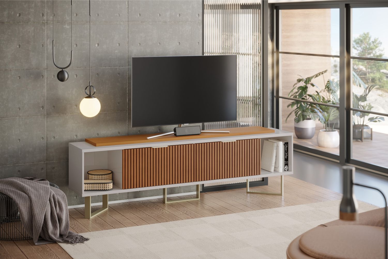 Bancada para TV 2.1 Rocket Off White Tauari