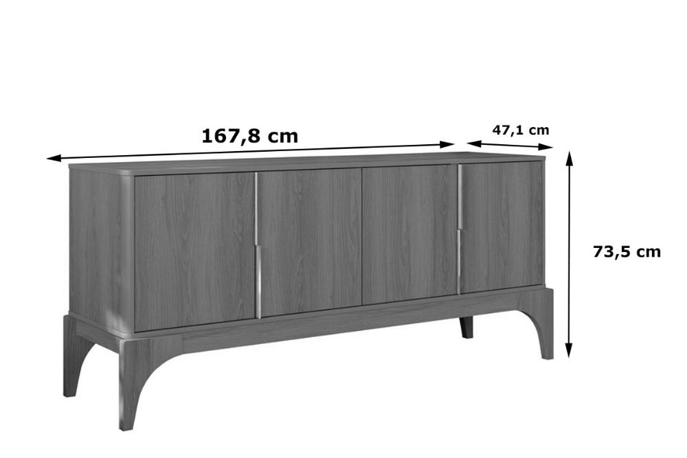 Buffet Amalf Suporte P/ Decoração 4 Portas Para Itens - Jequitiba