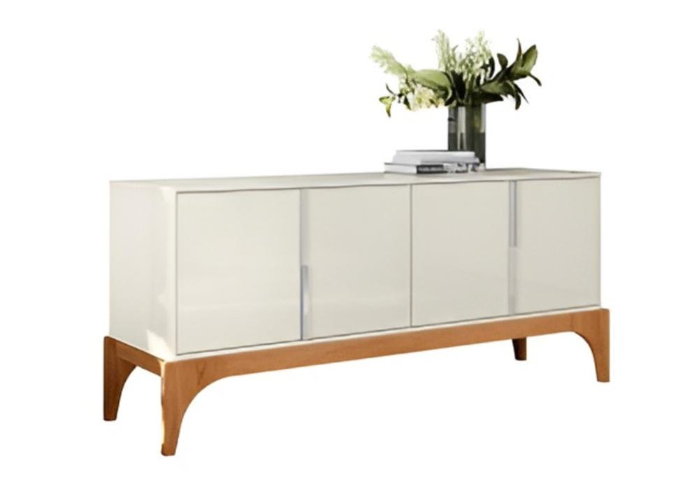 Buffet Amalf Suporte P/ Decoração 4 Portas Para Itens - Off White Perolizado/Jequitiba