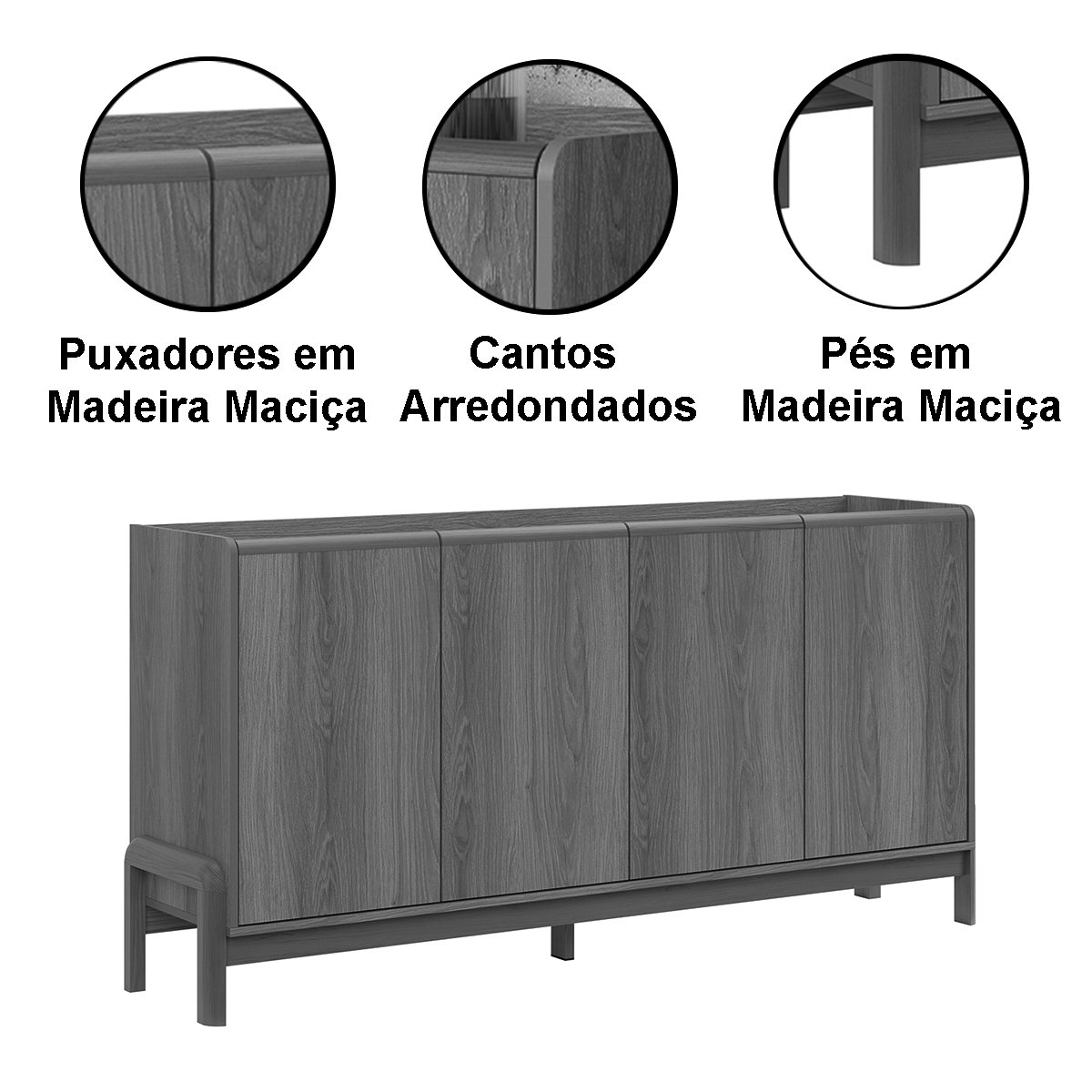 Buffet Aparador para Sala de Jantar 4 Portas Elisa Jequitiba