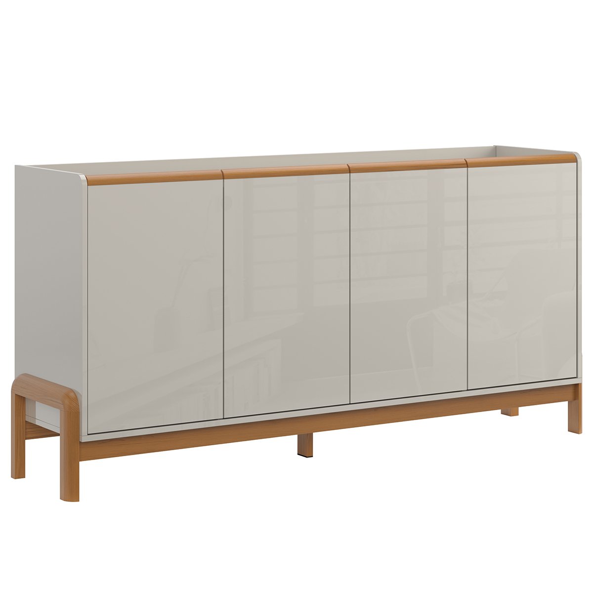 Buffet Aparador para Sala de Jantar 4 Portas Elisa Off White/Jequitiba