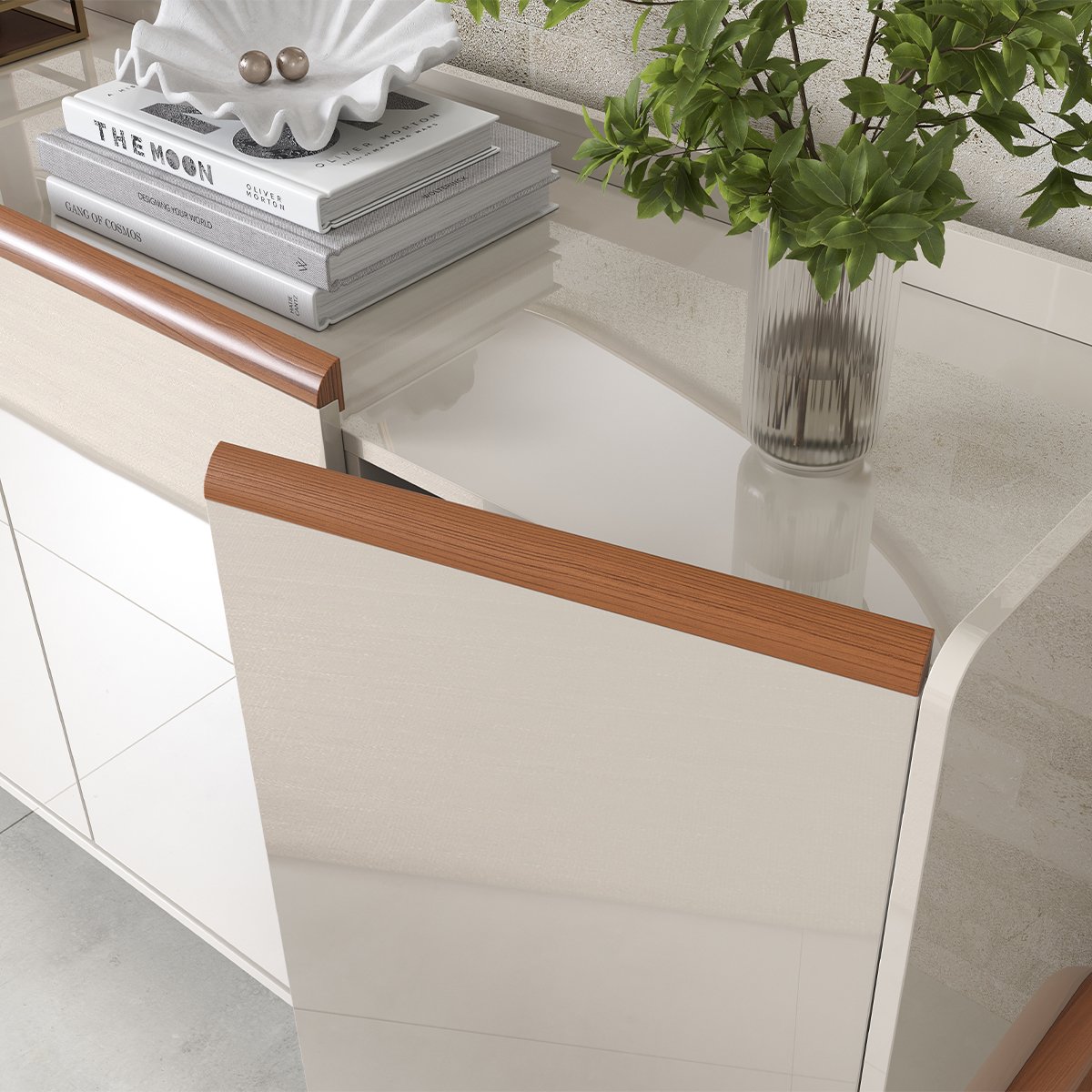 Buffet Aparador para Sala de Jantar 4 Portas Elisa Off White/Jequitiba