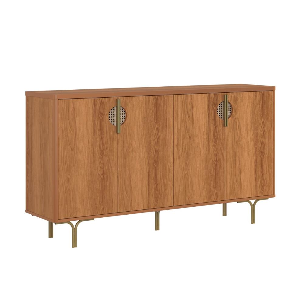 Buffet Marsala Suporte P/ Decoração 4 Portas C/ Prateleira Divisória - Jequitiba