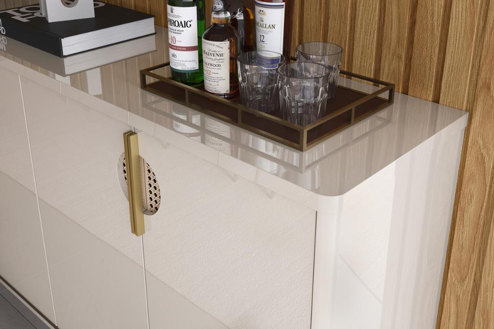 Buffet Siena Suporte P/ Decoração 4 Portas C/ Prateleira Divisória - Off White