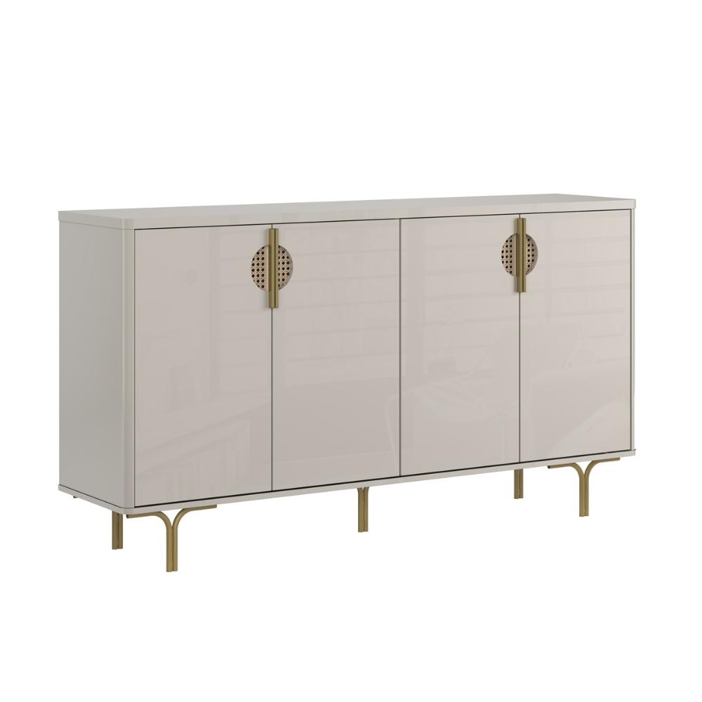 Buffet Siena Suporte P/ Decoração 4 Portas C/ Prateleira Divisória - Off White