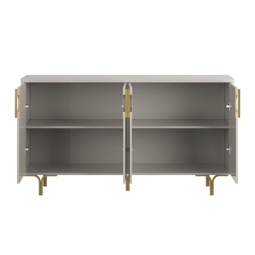 Buffet Siena Suporte P/ Decoração 4 Portas C/ Prateleira Divisória - Off White