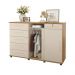 Cômoda Max 2020 2 Portas C/ Gaveteiro Suporte P/ Cabide Calçados E Maquiagem - Freijo/Off White