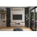 Conj. Painel Mendonza Frisado C/ Prateleira - Off White + Bancada Gália 1.9 2 Gaveteiros - Off White/Jequitiba