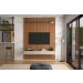 Conj. Painel Oslo Frisado C/ Prateleira - Jequitiba + Bancada Bali 1.9 3 Gaveteiros - Off White
