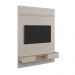 Conj. Painel Oslo Frisado C/ Prateleira - Off White + Bancada Atlas 1.9 2 Gaveteiros - Off White/Jequitiba