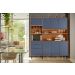 Cozinha Praga 7 Portas 3 Gaveteiros C/ Espaço Para Microondas E Vinhos -  Jequitiba/Azul Lord