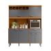 Cozinha Sedona 6 Portas 1 Gaveteiro C/ Espaço Para Microondas E Vinhos - Jequitiba/Cinza