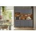 Cozinha Viena 7 Portas 3 Gaveteiros C/ Espaço Para Microondas E Vinhos -  Jequitiba/Cinza