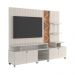 Home Belfast Frisado Painel P/ Tvs Até 55'' C/ 4 Portas E Prateleiras P/ Decoração - Off White Perolizado/Jequitiba