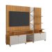 Home Cross Frisado Painel P/ Tvs Até 55'' C/ 4 Portas E Prateleiras P/ Decoração - Jequitiba/Off White Perolizado