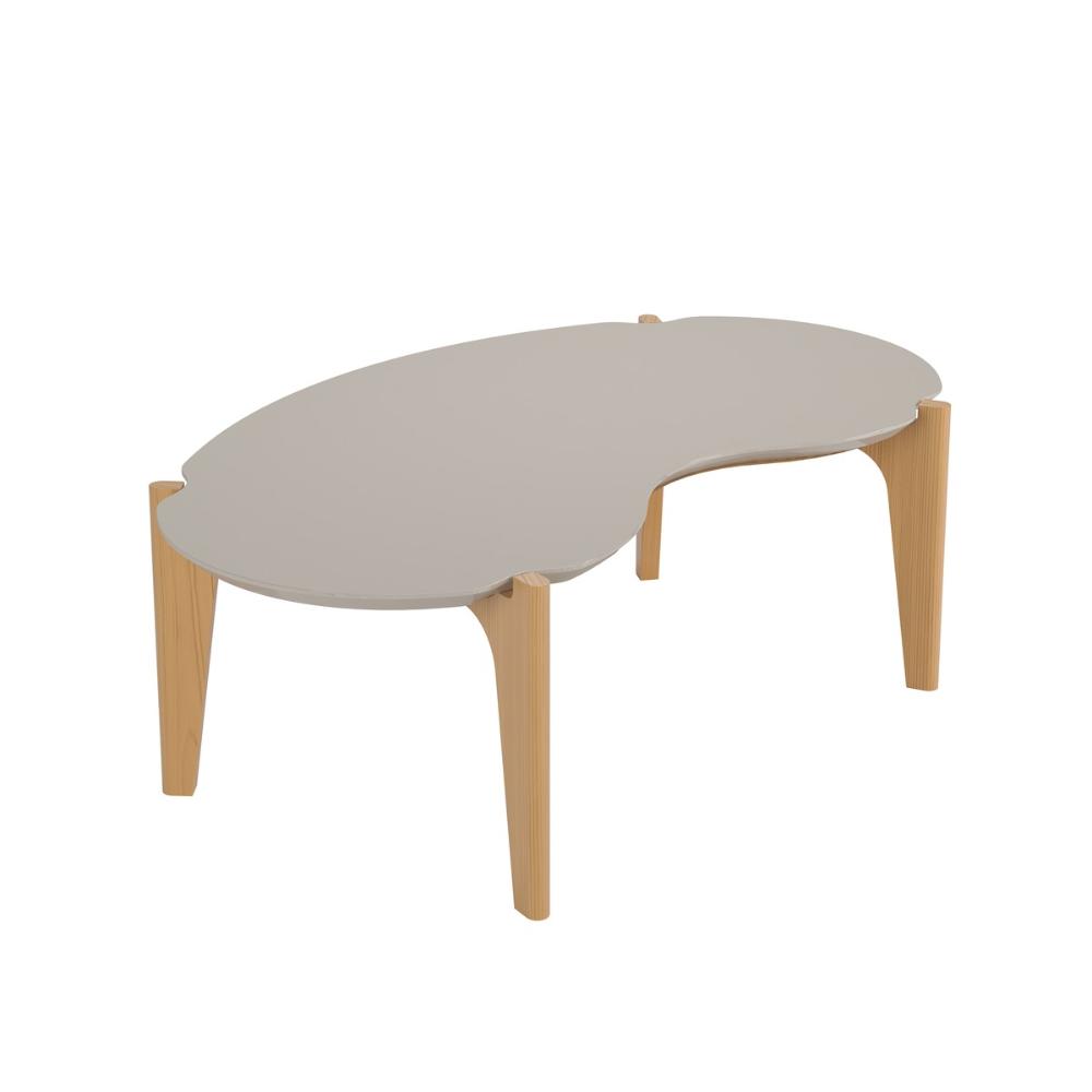 Mesa De Centro Caribe 105Cm P/ Decoração E Utilidades - Off White Perolizado/Freijo