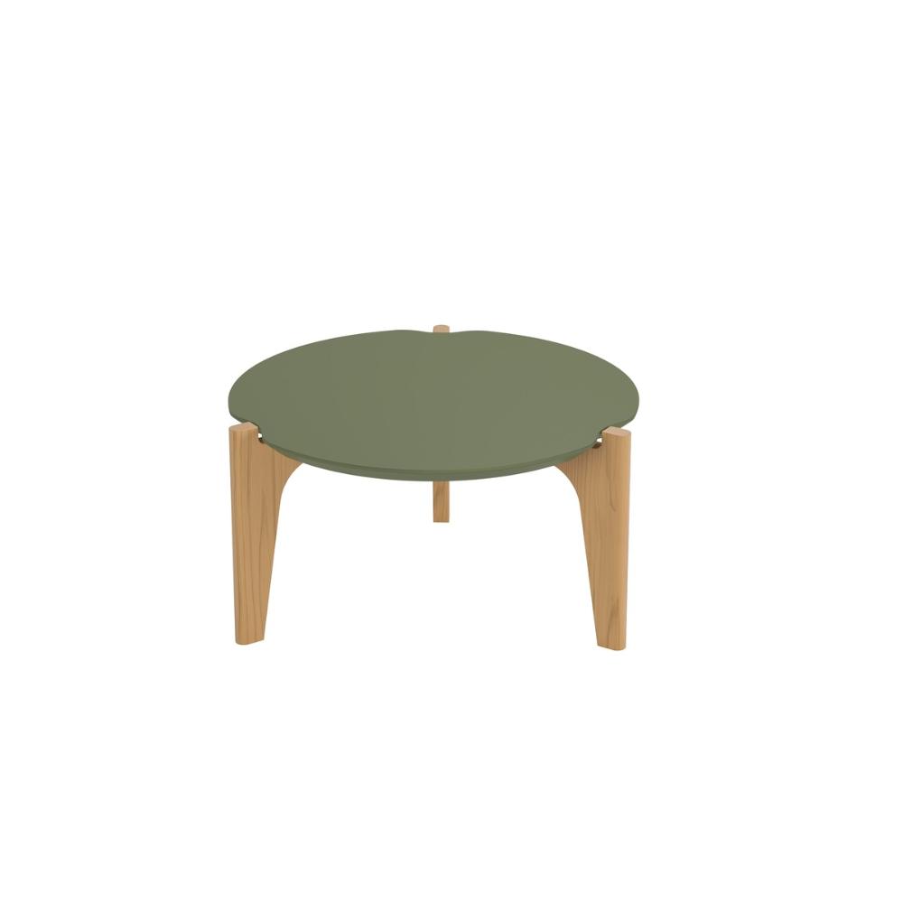 Mesa De Centro Caribe 55Cm P/ Decoração E Utilidades - Verde Floresta/Freijo