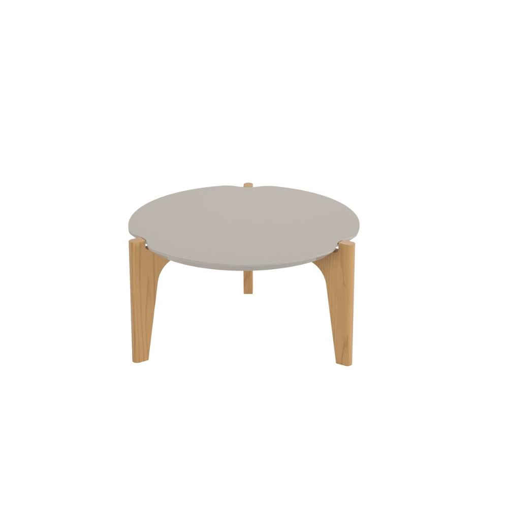 Mesa De Centro Florida 55Cm P/ Decoração E Utilidades - Off White Perolizado/Freijo